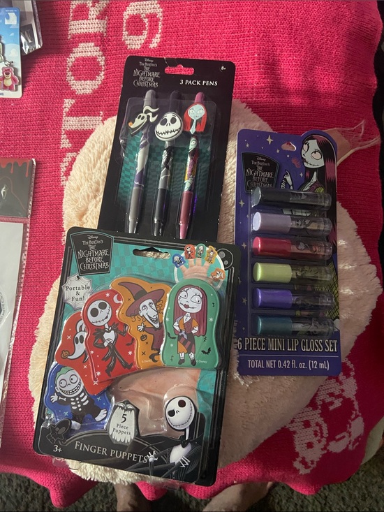Other - The nightmare before Christmas pen set and finger puppet and lip gloss